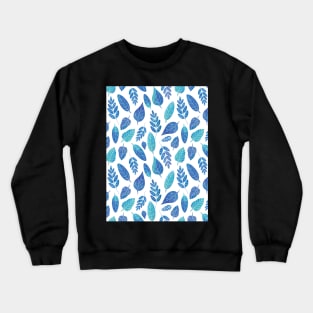 Blue Watercolour Leaves Pattern Crewneck Sweatshirt